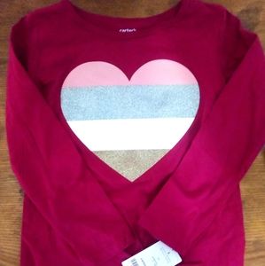 NWT glitter heart maroon long sleeve top